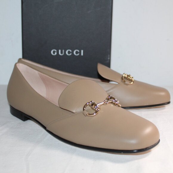 NWB Gucci Horsebit Leather Flats Loafers Slip Ons Bright Camel 40.5 466702 - Picture 1 of 6